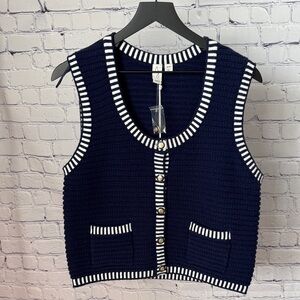 Joie Navy / White Knit Vest